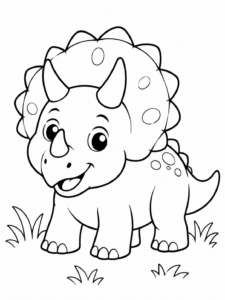 Happy Triceratops in Grass