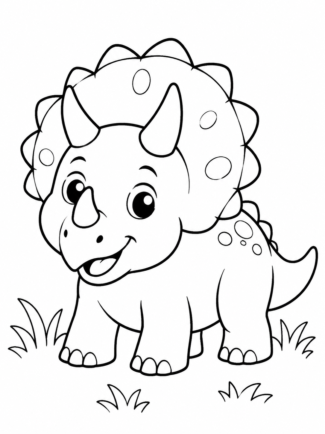 Happy Triceratops in Grass
