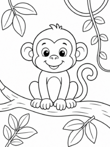 Monkey Sitting on a Tree Branch