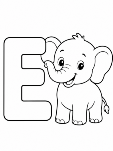 Letter E With Elephant
