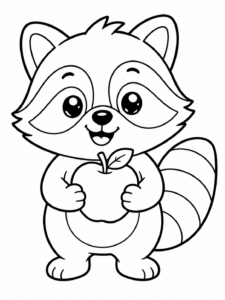 Raccoon Holding Apple