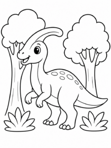 Parasaurolophus By Trees