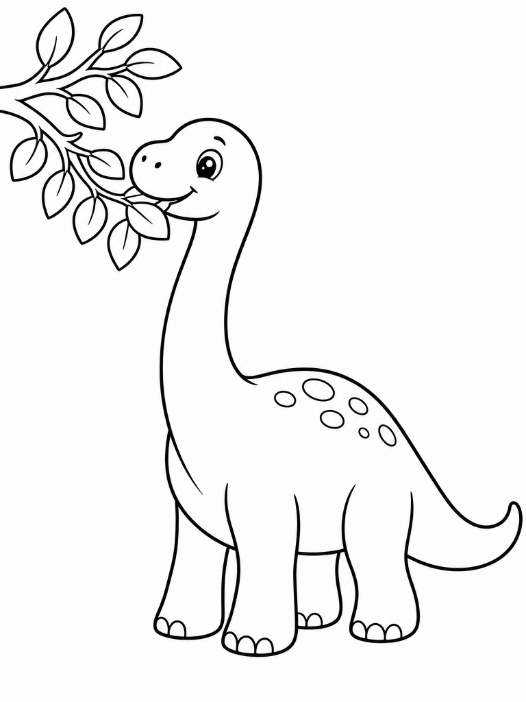 Gentle Brachiosaurus Eating Leaves