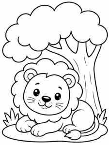 Lion Resting Under Tree