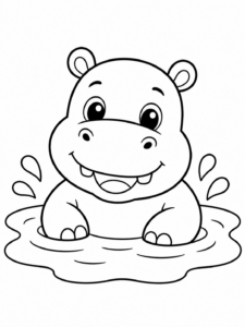 Hippo Bathing in River