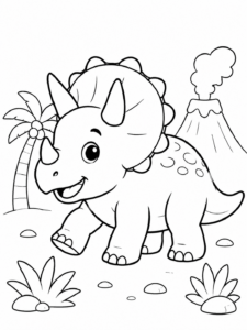 Triceratops Walking Happily