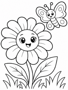 Daisy Flower With Butterfly