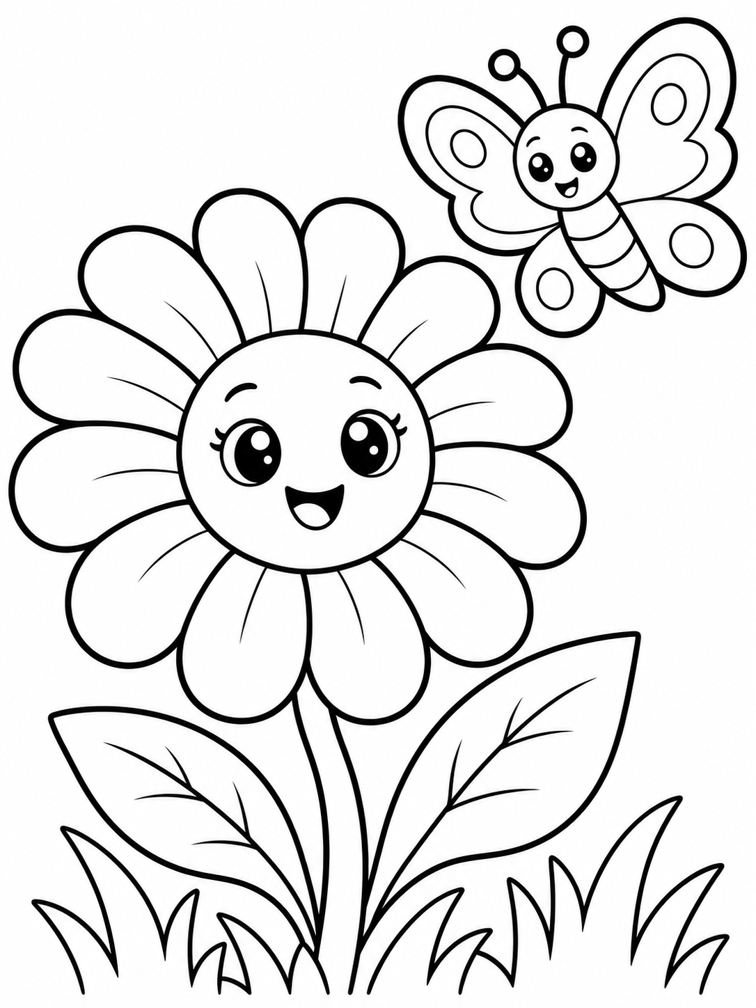 Daisy Flower With Butterfly