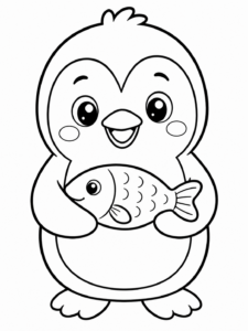 Penguin Holding a Fish