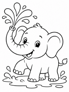 Elephant Splashing Water