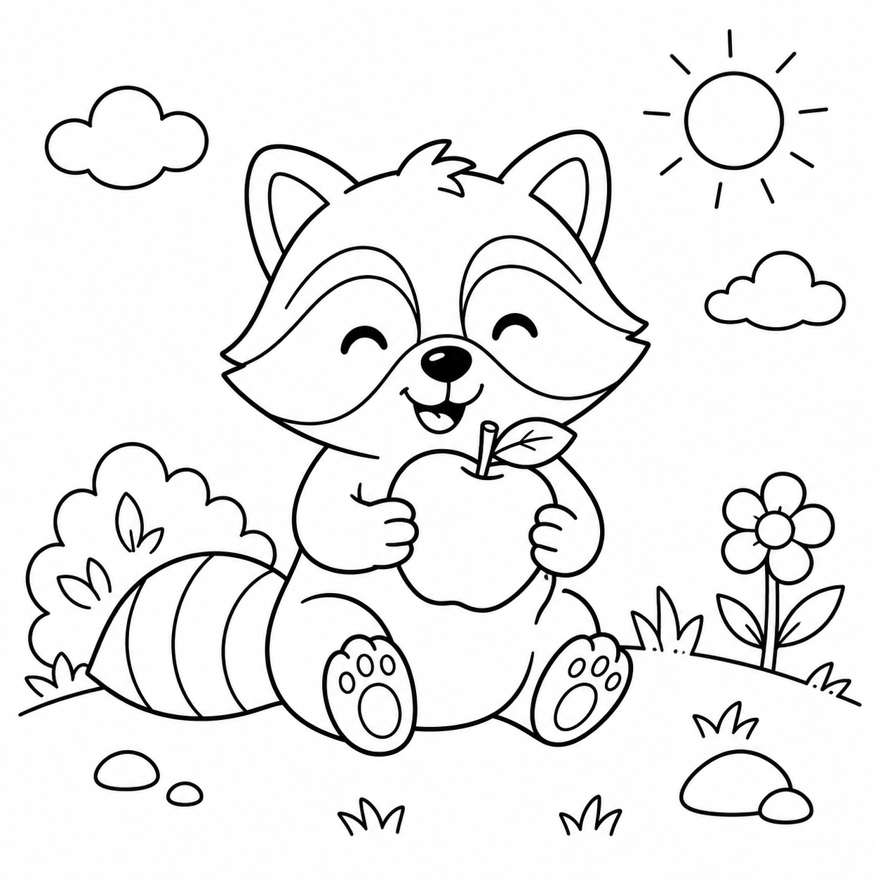 Raccoon Holding an Apple