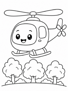 Helicopter Hovering Above Trees