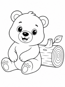 Bear Sitting by a Log