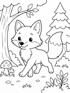 Fox Walking Through the Forest