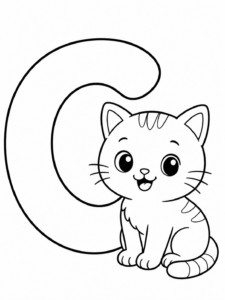 Letter C With Cute Cat