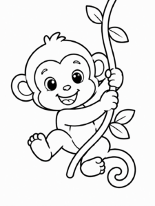 Monkey Swinging on Vine