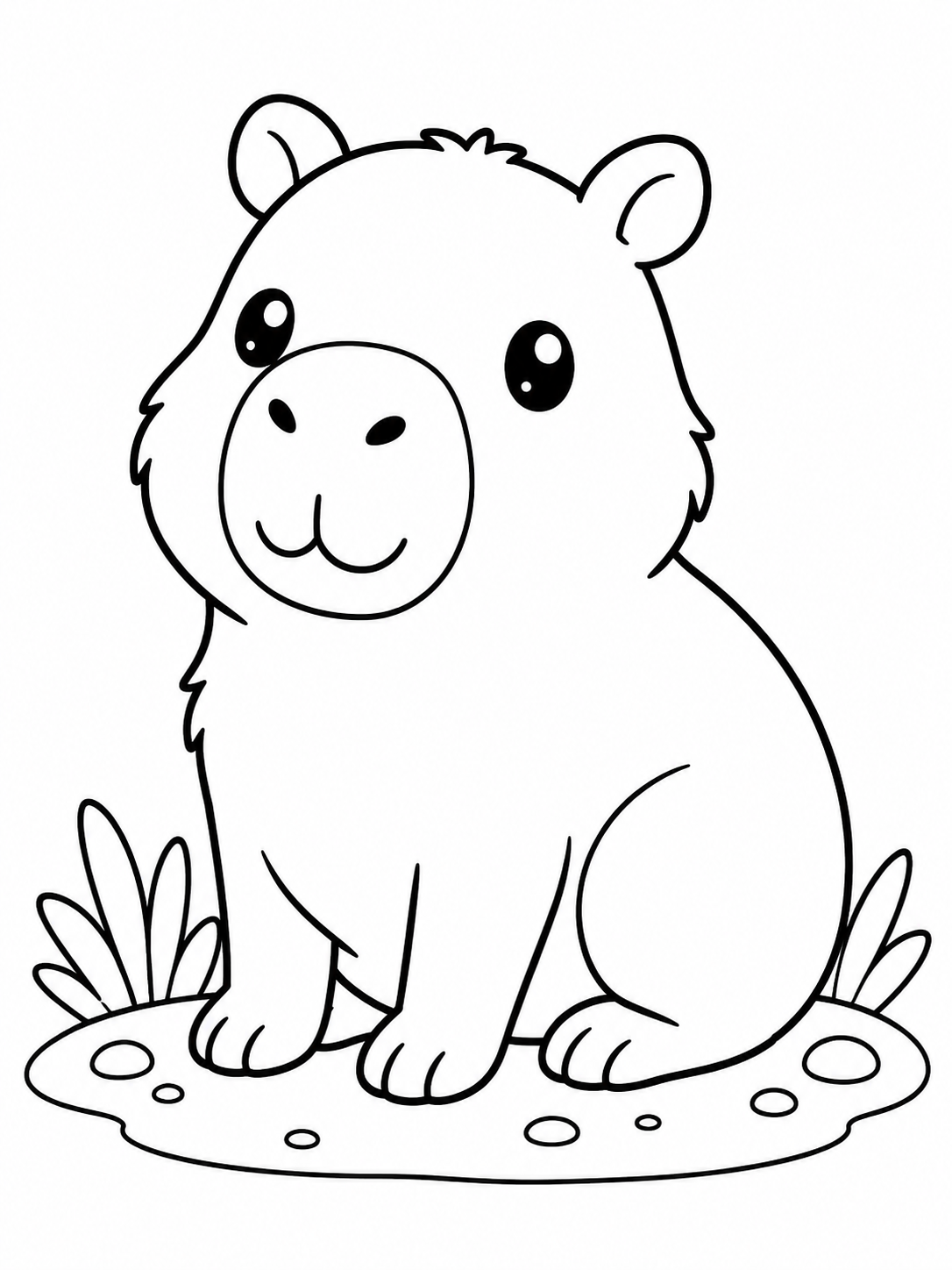 Cute Capybara Sitting Calmly