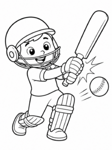 Cricket Player Hitting Ball