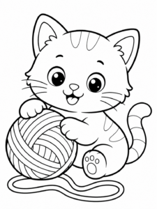 Kitten Playing With Yarn