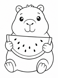 Capybara Holding a Watermelon